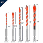 Serrated Concrete Drill Bit Set 10PCS (3/16”-1/7”), Tungsten Carbide Tip Masonry Drill Bits Set for Glass, Metal, Brick, Tile, Concrete, Plastic and Wood