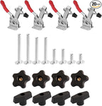 POWERTEC Toggle Clamp and T Track Knob Kit Woodworking Tools for T Track | 4PK, 300 lbs Holding Capacity, 201B Quick Release Horizontal Clamps & Set of 16 T Track Bolts and knobs (72116)