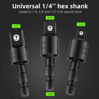 Right Angle Drill Adaptor,4-in-1 Impact Drill Bit Extension,360° Rotatable 1/4 3/8 1/2" Impact Grade Socket Adapter Set,105 Degree Angle Screwdriver Drill Bit for Household Workplace Industry