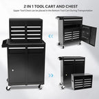 5 Drawers Rolling Tool Chest - Tool Box Organizer with Wheels and Drawers, Detachable Storage Cabinet with Lock for Garage Workshop, Black