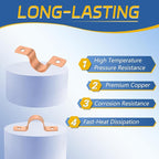 100-PACK GUOFIS 1/2Inch C x 1/2Inch C Copper Pipe Straps Clamp with Two Holes, Two-Hole Clamps Mount for Residential, Commercial(COPPER023-100Pack)
