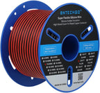 BNTECHGO 14 Gauge Flexible 2 Conductor Parallel Silicone Wire Spool Red Black High Resistant 200 deg C 600V for Single Color LED Strip Extension Cable Cord,Model,250ft Stranded Tinned Copper Wire