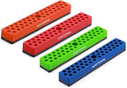 AIRTOON 4PCS 1/4" Magnetic Hex Bit Holder, 43 Holes Bit Storage with Strong Magnetic Base, Magnetic Screwdriver Bit Organizer, Red, Blue, Green and Orange