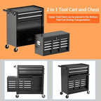 8-Drawer High Capacity Rolling Tool Chest, Removable Cabinet Storage Tool Box with Wheels and Drawers, Detachable Toolbox with Lock for Workshop Mechanics Garage (Black)