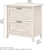 Bush Furniture Key West 2 Drawer Lateral File Cabinet in Linen White Oak | Document Storage for Home Office | Accent Chest with Drawers