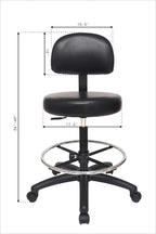 Chair Master Round Vinyl Chair/Stool-Black-for Garage, Counters, Shop, Kitchen, Computer Desks, Drafting Tables. Easy to Clean! (Glides, Tall Bench/Drafting 24"-34")