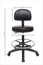 Chair Master Adjustable Chair/Stool for Exam Rooms, Labs, Doctor and Dentist Offices. Easy to Clean! 24"-34" Seat Height. 18" Foot Ring (Tall Bench Height, Black)