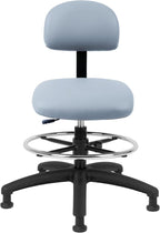 Chair Master FSS Series Square seat Mid (19"-27") seat Height Chair. Vinyl-for Office, Garage, Desk, Shop, Computer, Doctor, Medical, Easy to Clean! 18" Footring (Gray, Mid Stool, Glides)