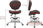 Kaleurrier Adjustable Stools Drafting Chair with Backrest & Foot Rest,Tilt Back,Swivel Seat,Rolling Wheels,for Studio,Dental,Office,Salon and Counter,Armless Tall Home Desk Chairs (Brown)