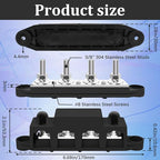 250A 12V Bus Bar Marine Power Distribution Block with Cover with 4 x 3/8”Post 3 x #8 Screws Terminals,Battery Bus Bar (Pair,Red & Black),Automotive Busbars 12 Volt for Car Boat Solar Wiring