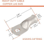 10pcs 4/0 AWG-3/8(M10) Tinned Copper Ring Terminals Battery Lugs, Heavy Duty Wire Lugs, Battery Cable Connectors