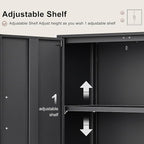 Metal Wall Cabinet,Garage Wall Cabinet with Handle,Lockable Storage Cabinets Wall Mounted with 2 Doors,Locking Cabinet with Shelves for Basement,Living Home,Black