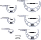 Accusize Industrial Tools 0-6 inch by 0.0001'' Ultra-Precision Outside Micrometers with Carbide Tips 6 Pc Set, Eg00-0906