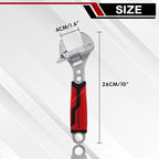 10-Inch Adjustable Wrench, Wide Jaw Adjustable Wrench with Anti-Slip Grips, Cr-V Steel Wrenchs for Home Repair, DIY, Garage