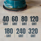 POWERTEC 25PK, 60 Grits, Sanding Discs 5 Inch - Hook and Loop, 5 Inch 8 Hole Aluminum Oxide Sandpaper Discs, Woodworking Sanding Pads for Random Orbital, Palm, Air, DA & Pneumatic Sander (45006)