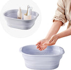 Collapsible Wash Basin Set of 2, Foldable Small Medium Size Wash Basin, Portable Plastic Basins for Laundry, Bottles, Travel, Camping (Light Blue)