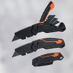 Lichamp Utility Knife 4 Pack, Quick-Change Razor Box Cutter 2-in-1 Retractable Knives and Folding Knife Set, Blade Storage in handle with 16-Pieces SK2 Blades Included