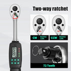 Precision 3/8" Digital Torque Wrench with ±2% Accuracy for Spark Plug, Carbon Bike & Motorcycle (2.2-44 ft-lb / 3-60 Nm) - Over-Torque Alert with Buzzer/LED & Storage Case