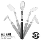 3 Pieces Telescoping Inspection Mirror Round Square Mirror Inspection Tool for Checking Vehicle, Observing Eyelashes Mouth and Other Small Parts(Extended, with Light, Oval Style)