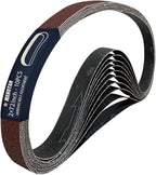 10 Pcs 2 x 72 Inch Assorted Aluminum Oxide Sanding Belt,80/120/150/240/400 Grit
