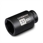 CASOMAN 1/2" Drive x 33 mm Deep 6 PT Impact Socket, CR-MO, 1/2-inch Drive 6 Point Axle Nut Socket for Easy Removal of Axle Shaft Nuts (33MM)