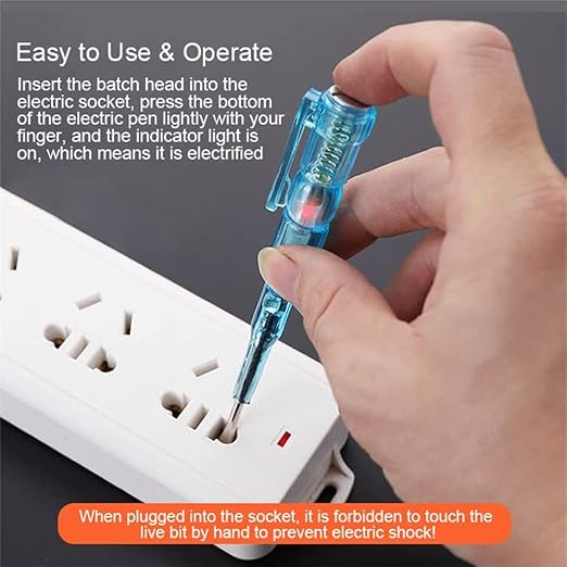Fielect Voltage Detector Pen Test Screwdriver Steel Batch Screwdriver Test Pencil JRDB-107 AC/DC 100-500V Blue Clear 1pcs