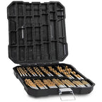 SAE 99PCS Titanium Coated Drill Bit Set, 135° Tip High Speed Steel, Twist Drill Bit Set with Storage Case for Aluminum, Copper, Soft Alloy Steel, Wood, Plastic Size from 1/16" to 3/8"