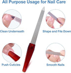 Metal Nail File (6 Pcs), Nail Files for Natural Nails Made of Stainless Steel, Sword Fingernail Files with Sharp Pointed Tip Non Slip Handle, Diamond Finger Nail Filers for Women Sapphire Grit