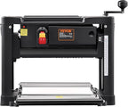 VEVOR Thickness Planer, Two-Blade, 13" Width Worktable Benchtop Planer, 15-Amp 1800W Powerful Motor, 12" Extended Infeeding Table, Low Noise for both hard & soft wood material removal