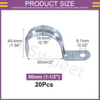 Swpeet 20Pcs 2"(50mm) Zinc Plated One Hole EMT Pipe Strap Kit, Pipe Straps U Bracket Tube Strap Pipe Clamp 1 Hole Snap On Pipe Strap Conduit Clamps Tension Clips for Fixing EMT Conduit Pipe