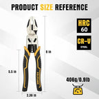 Combination Pliers Wire Stripper Crimper Cutter Linesman Tool, 9" 6-in-1 Heavy Duty Cr-V Steel Pliers for Gripping, Stripping, Crimping, Electrical Work