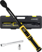 Digital Torque Wrench 3/8" Drive, 1.5-99.5 FT.Lb - 5 Units with Color Screen, Vibration/Buzzer/LED, 5" Extension & 3/8 to 1/2 Adapter, 3/8 Torque Wrench ±2% Accuracy for Car, Motorcycle, Bike Repair