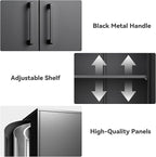 Metal Wall Cabinet,Garage Wall Cabinet with Handle,Lockable Storage Cabinets Wall Mounted with 2 Doors,Locking Cabinet with Shelves for Basement,Living Home,Black