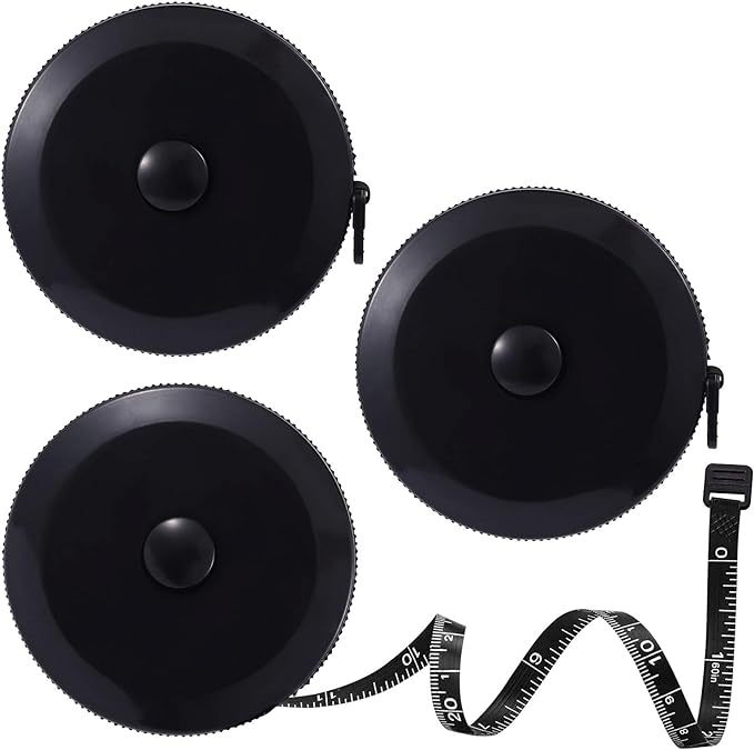 Tape Measure Body Measuring Tape, Retractable 60 Inch Soft Mini Measuring Tape, Small Sewing Fabric Tape Ruler for Cloth Waist Medical Nursing Craft(3 Pack/Black)