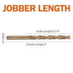 KENDO 1/4 Inch Cobalt Drill Bits (13pcs), M35 High Speed Steel, 135 Degree Tip, Jobber Length Twist Drill Bit Set for Hard Metal, Stainless Steel, Cast Iron, Wood and Plastic, with Storage Case