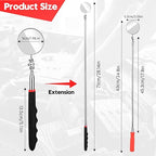 2 Pcs Inspection Mirror, Mechanics Mirror Tool with Long Handle, Round Extendable Mirror on a Stick & 360 Rotation Bendable Circular Mirror for Technicians Mechanics Contractors Checking Observation