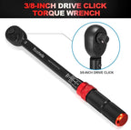 Toolwiz 3/8-Inch Drive Click Torque Wrench 5-45 Ft-Lb/6.8-61 Nm, ±3% High Accuracy Dual Direction Adjustable 72 Tooth Torque Wrenches Tool for Bike, Motorcycle, MTB, Car Repair