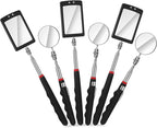 6 Pcs Telescoping Inspection Mirror,Retractable Round Mechanical Mirror Tool,Under Vehicle Square Inspection Mirror,Car Visual Reflector,Retractable Detection Mirror Repair Tool