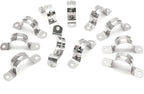 16Pcs 1 1/4 Inch Stainless Steel Conduit Clamps, Two Hole Strap U Bracket Rigid Pipe Strap Metal U Clamp Conduit Strap Tension Clips U-tube Clamp Heavy Duty