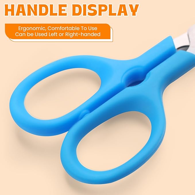90Pack 5" Small School Student Blunt Kids Craft Scissors, Sharp Stainless Steel Blades Safety Toddler Kid Child Comfort Grip Scissors Bulk for Children Cutting Paper