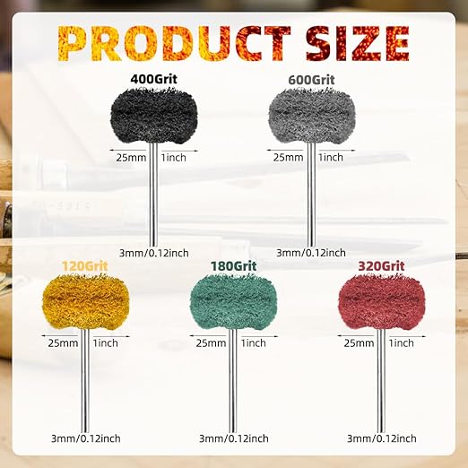 100Pcs Upgrades Abrasive Buffing Wheels,Wheels Burr for Rotary Tools-1/8(3mm) Shank,Rust Removal