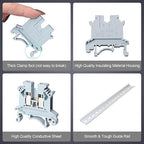 Terminal Block Kit, Rail Combined Terminal Block, Rail Type Voltage Terminal Accessories (Red & Yellow & Blue & Black & Green & Grey)