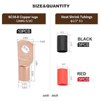 Thick Copper Electric Wire Lugs,10Pcs Bare Copper Gauge 2Awg-5/16(M8) Ring Heavy Duty Battery Cable Lugs Ends Ring Terminals Connectors with 10Pcs 3:1 Heat Shrink Tubing Assortment Kit