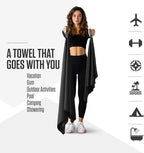 VENTURE 4TH Quick Dry Towel. Microfiber Travel Towel Ideal for Camping, Hiking, Backpacking, Gym. Lightweight & Fast Drying Travel Towels for Body. Compact & Easy to Pack - Black Large