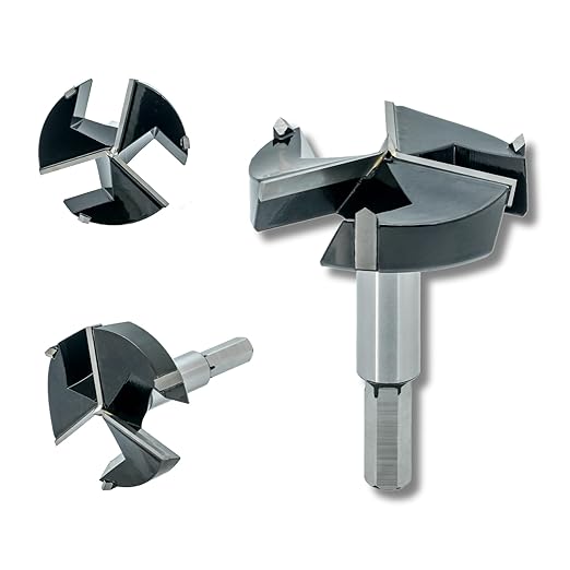 Forstner Drill Bit 1-3/8 Inch, Triple-Flute Carbide Tipped Forstner Bit for Hard Wood, Soft Wood, Veneered Plywood, Plastic, Drilling Hole Saw Woodworking Hinge Cutter Tool