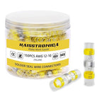 haisstronica 150PCS Solder Seal Wire Connectors,Waterproof Wire Connectors, Heat Shrink Butt Connectors for Watercraft,Electrical,Electronics 12-10 Yellow