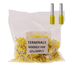 18AWG /1.0mm² Pin Cord End Wire Ferrules Terminals Yellow, 500pcs AWG18 Wire Ferrules Terminals for Industrial, Electric System, Chemical Industry etc.