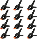 MOUYAT 12 Pack 6 Inch Spring Clamps, Nylon Spring Clamp, Plastic Heavy Duty Grip Clips Strong Grip Backdrop Clips for Background Muslin, Paper, Canvas, Photo Studio, 3 Inch Opening