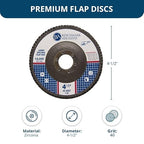 Benchmark Abrasives 4.5" x 7/8" Premium High Density Jumbo Zirconia Type 29 Flap Discs 4 1/2 for Angle Grinder, Sanding Discs, Finishing - Grinding Wheels 4 1/2 Inch (10 Pack) - 40 Grit