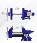 WORKPRO Bench Vise, 4-1/2" Vice for Workbench, Utility Combination Pipe Home Vise, Swivel Base Bench for Woodworking